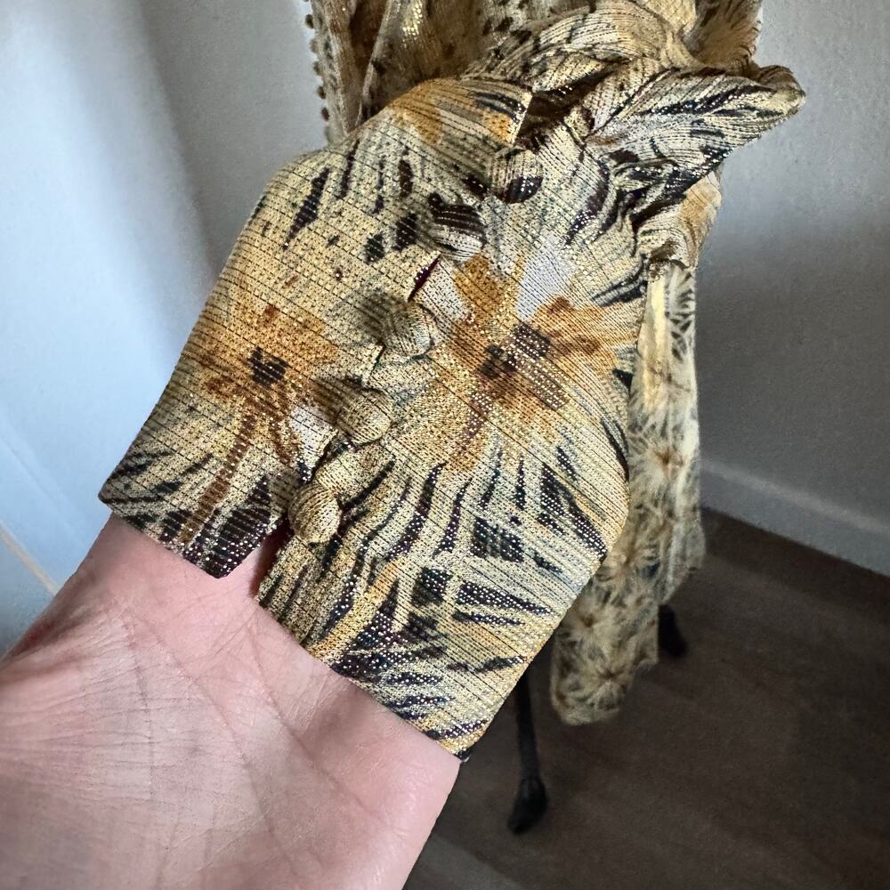 The Kooples | NWT Metallic Gold Botanical Midi Dress French Size 0 (US XS) - Picture 6 of 11